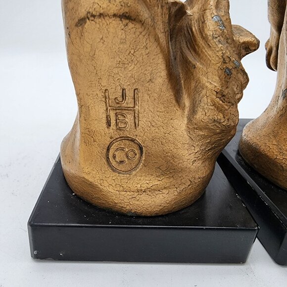 Antique JB Hirsch Horse Head Bookends - as found - Picture 5 of 9